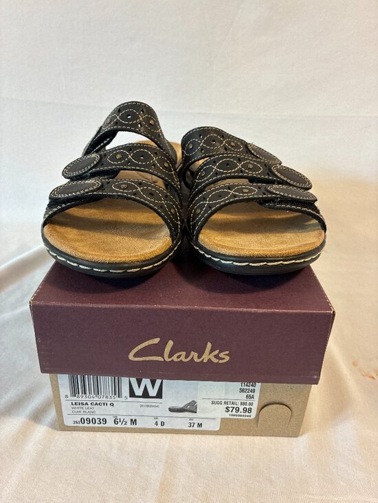 Clarks Shoes - Clarks Leisa Cacti Q White Leather Strappy Sandals Women's 6.5 M